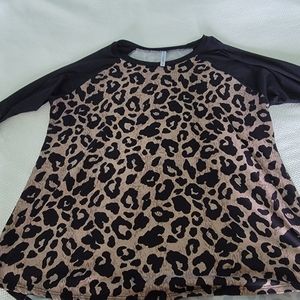 Leopard print baseball tee